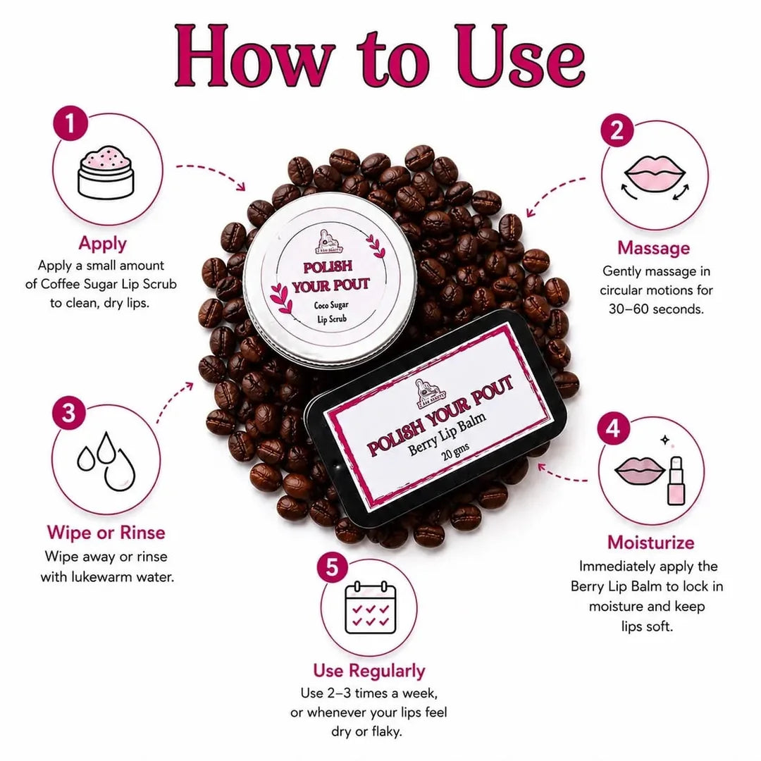 POLISH YOUR POUT - Coco Sugar Lip Scrub+Berry Lip Balm