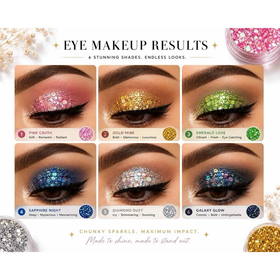 CHUNKY PRESSED GLITTERS - Set of 6