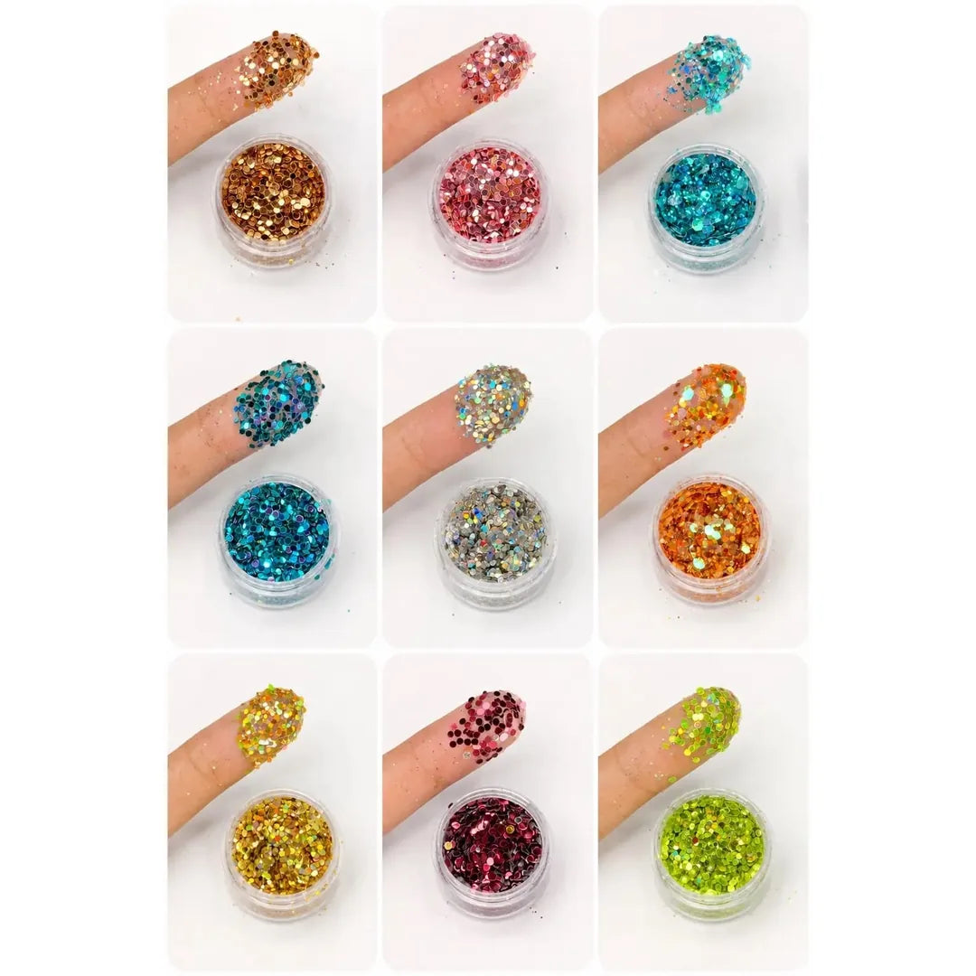 CHUNKY GLITTERS Set of 12 with Glitter Glue