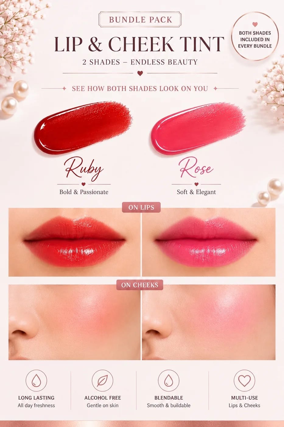 KISSES Lip & Cheek Tint - Pack Of 2