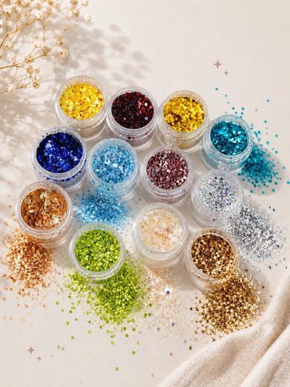 CHUNKY GLITTERS Set of 12 with Glitter Glue