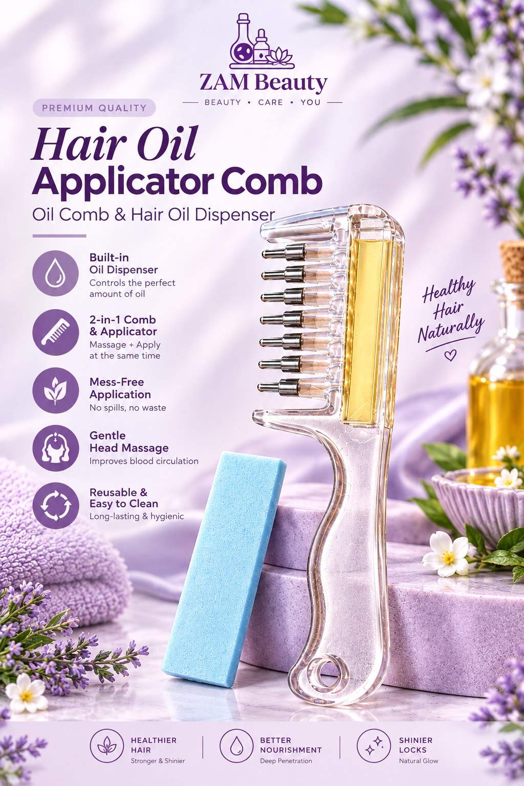 VIRAL HAIR OIL COMB by ZAM BEAUTY